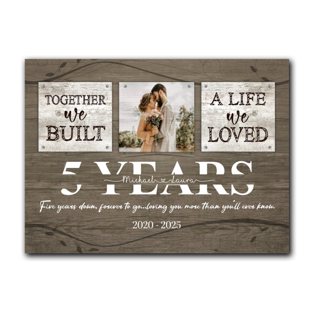 5 Years Together Canvas Personalized Anniversary Gift For Her For Him