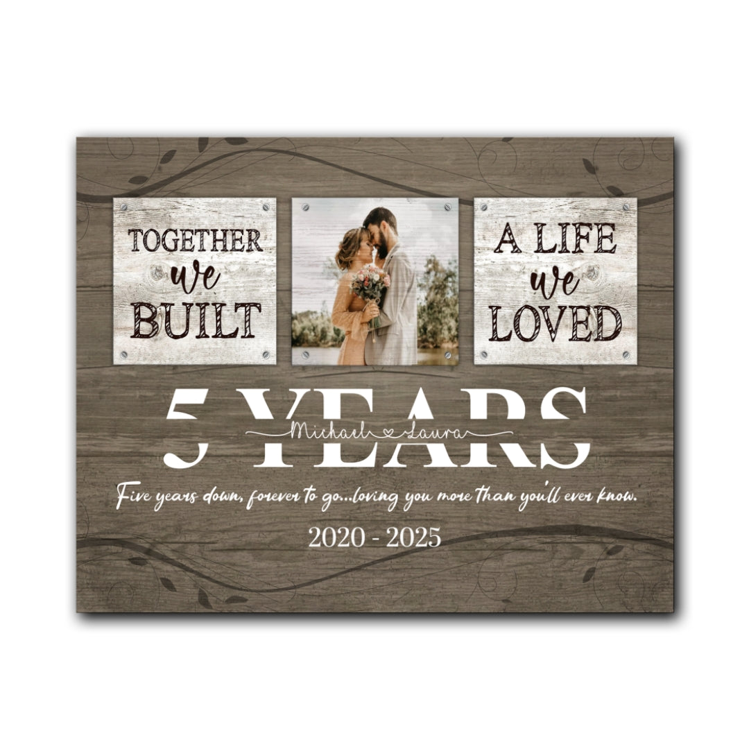 5 Years Together Canvas Personalized Anniversary Gift For Her For Him
