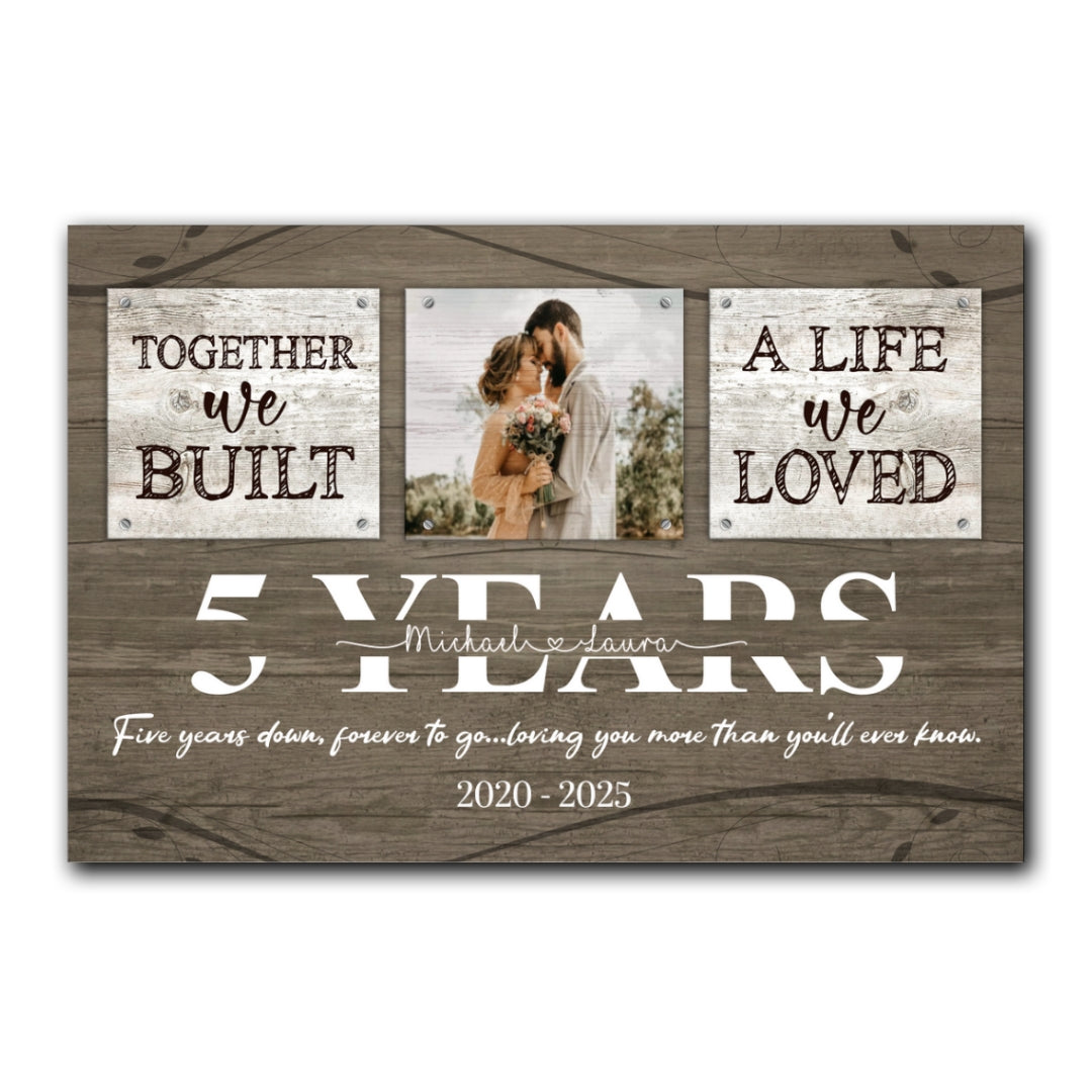 5 Years Together Canvas Personalized Anniversary Gift For Her For Him