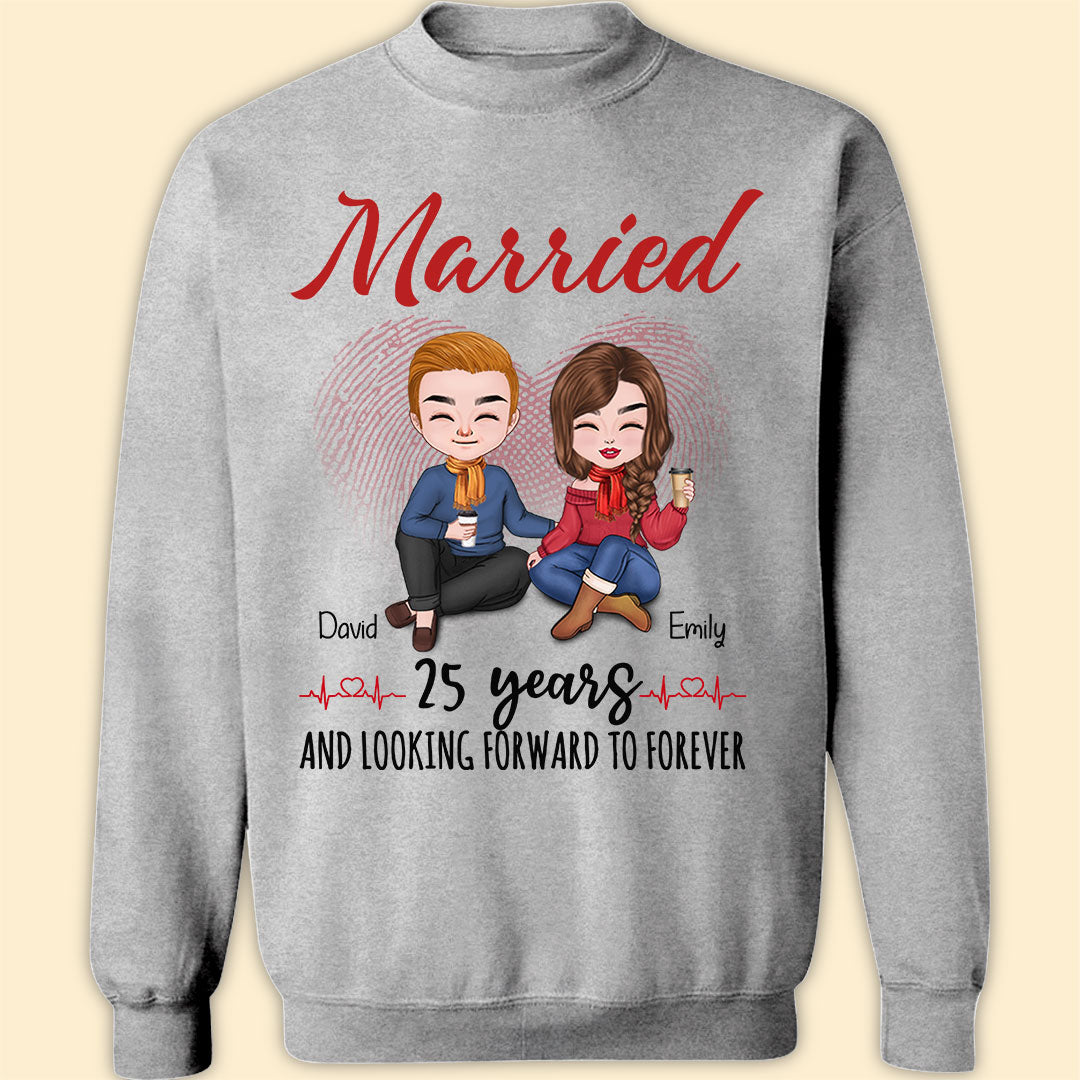 Married 25 Years Matching T-shirt Personalized Anniversary Gift For Couple