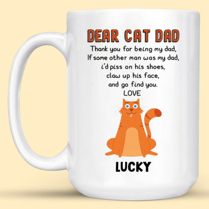 Personalized Dear Cat Dad Mug Custom Cat Name Coffee Funny Cat Mug Christmas Gift For Cat Dad