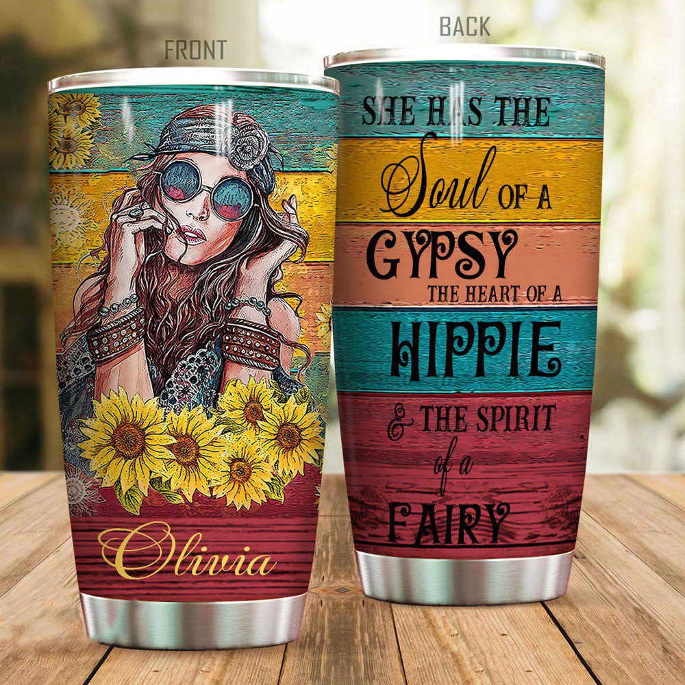 Hippie Sunflower The Spirit Of A Fairy Personalized Tumbler