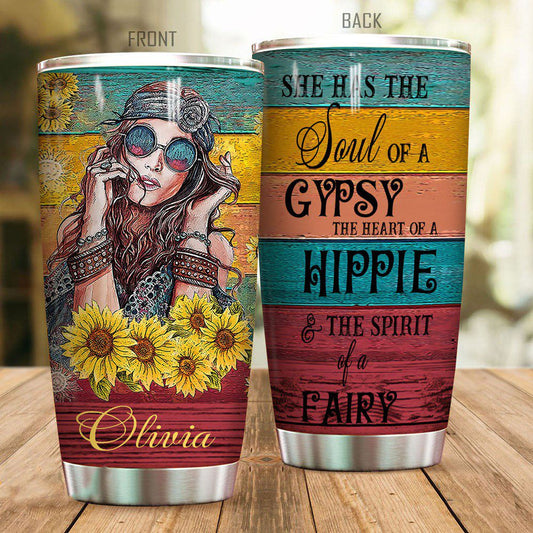Hippie Sunflower The Spirit Of A Fairy Personalized Tumbler