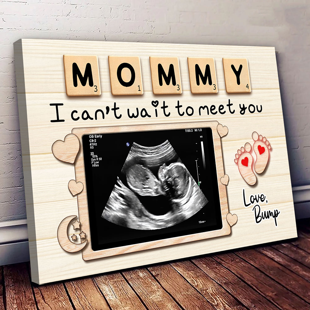 Mommy I Can't Wait To Meet You Canvas Personalized Gift For Mom To Be