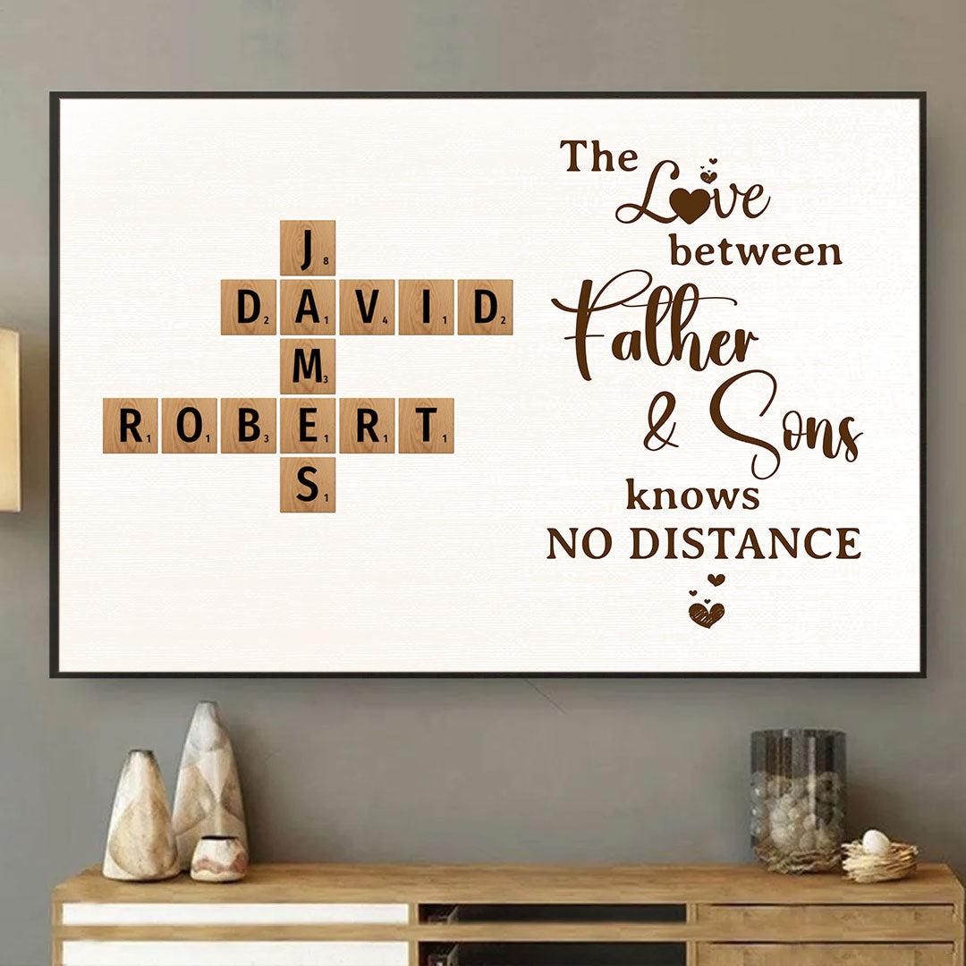 Dad & Son No Distance Crossword Puzzle Personalized Poster For Dad For Son