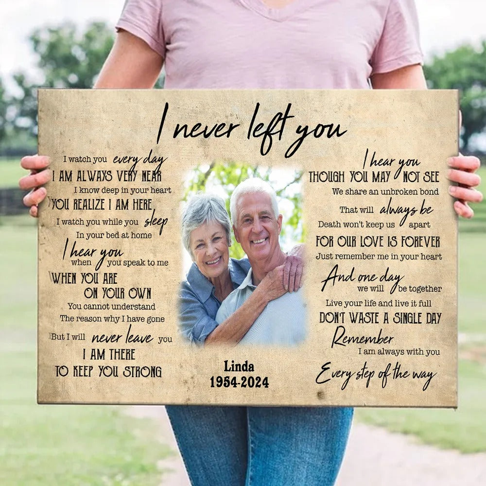 Never Left You Canvas Personalized Memorial Gift For Loss Of Dad Mom