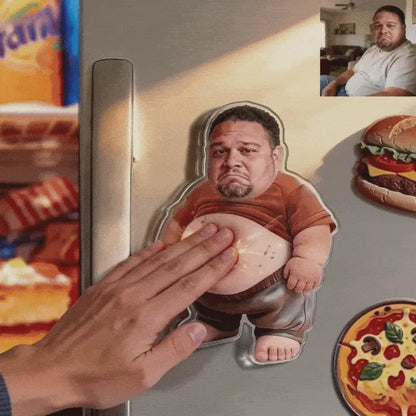 Personalized Squishy Photo & Music Fridge Magnet – Squeeze Belly Magnet with Built-in Sound, Gifts For Men