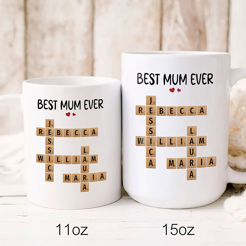 Best Mum Ever Crossword Puzzle Mug Personalized Gift For Mother