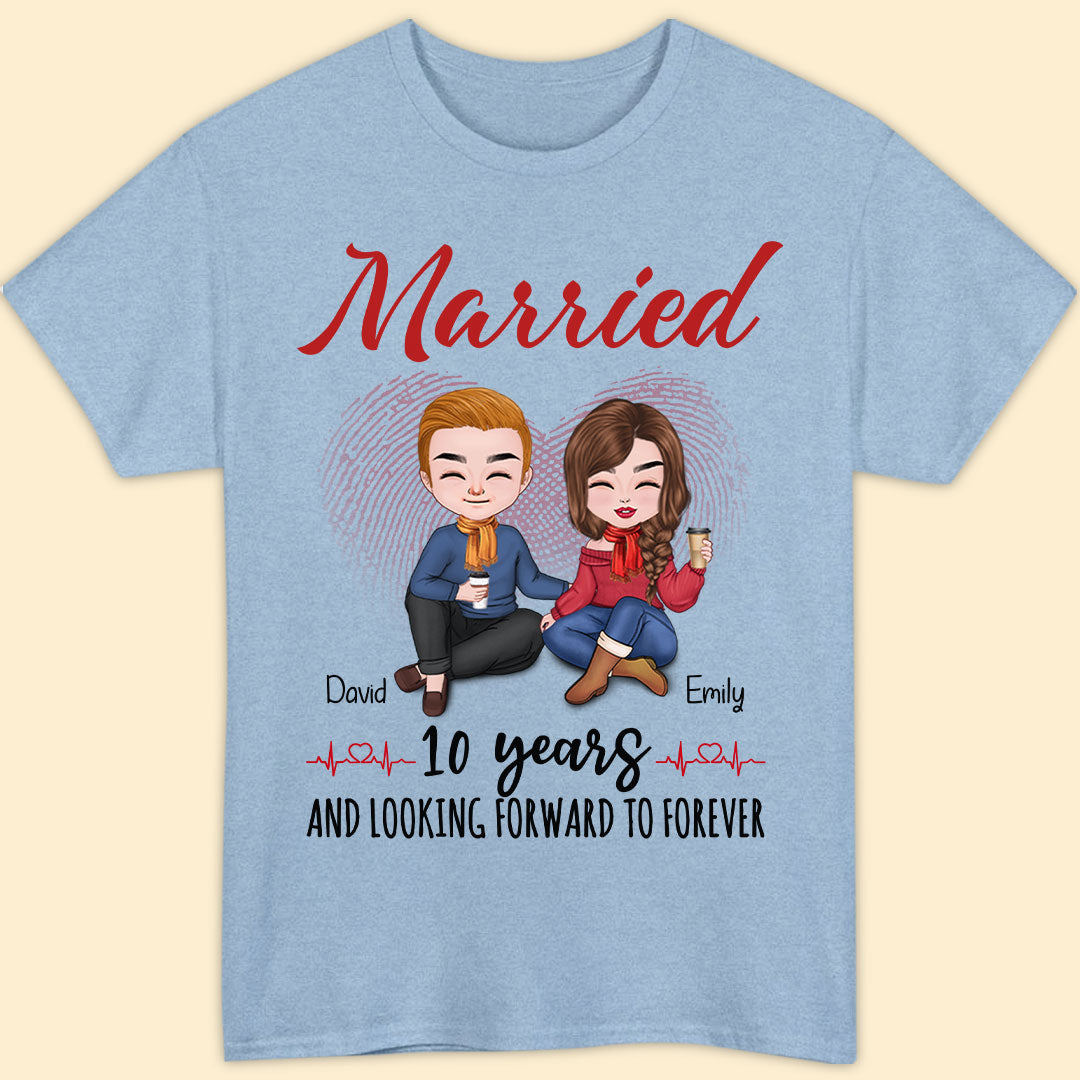 Married 10 Years Matching T-shirt Personalized Anniversary Gift For Couple