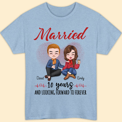 Married 10 Years Matching T-shirt Personalized Anniversary Gift For Couple