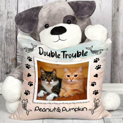 Personalized Gift For Cat Dad Double Trouble Pillow