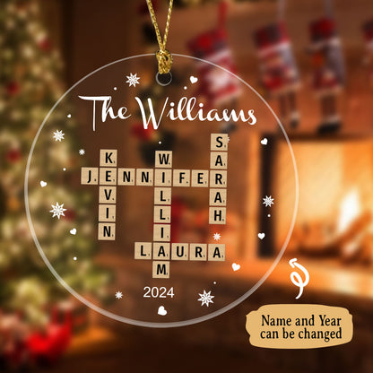 Family Names Crossword Puzzle Personalized Ornament For Family