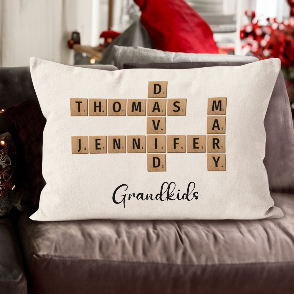 Grandkids Crossword Puzzle Pillow Personalized Gift For Grandparents