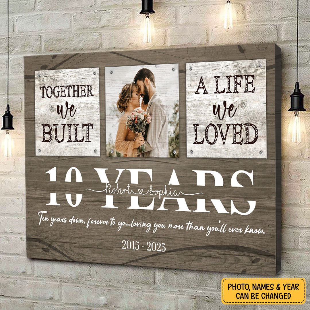 10 Years Together Canvas Personalized Anniversary Gift For Her For Him