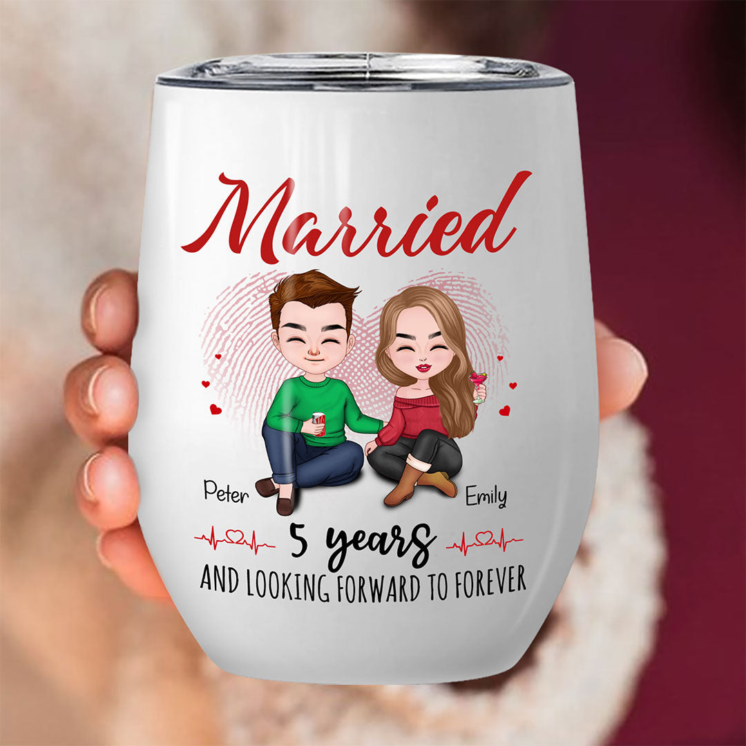 Married 5 Years Tumbler Personalized Anniversary Gift By Year For Couple