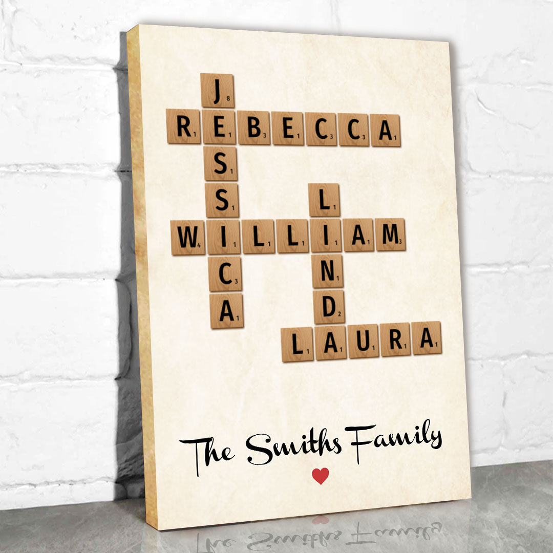 Family Name Crossword Puzzle Personalized Canvas For Family