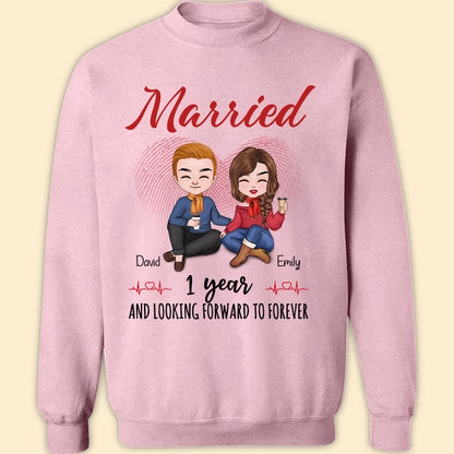 Married 1 Year Matching T-shirt Personalized Anniversary Gift For Couple