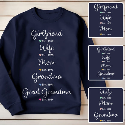 Wife Mom Grandma Shirt - Personalized Gifts For Mother & Grandmother