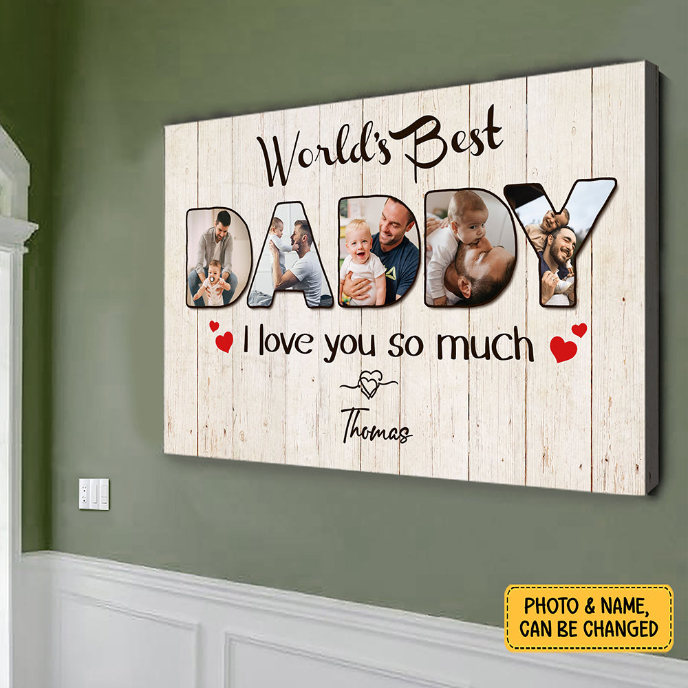 World's Best Daddy Personalized Photo Canvas Gift For Dad