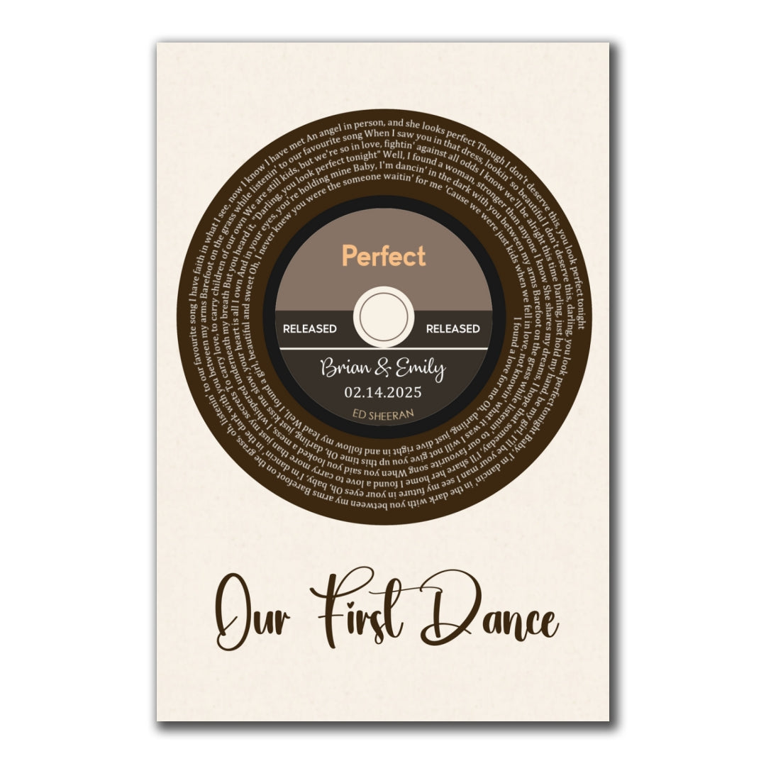 First Dance Vinyl Record Personalized Canvas Wedding Gifts For Couple