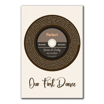 First Dance Vinyl Record Personalized Canvas Wedding Gifts For Couple