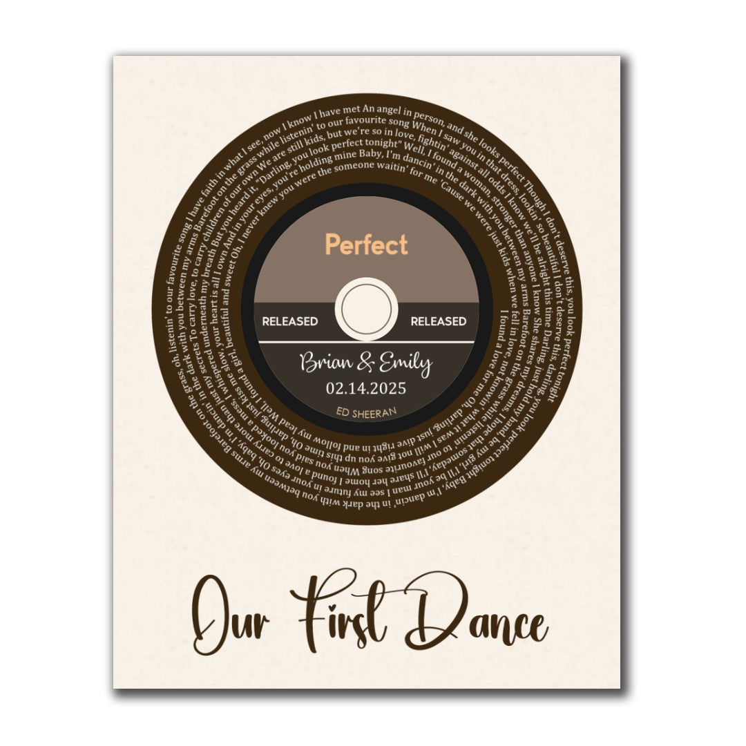 First Dance Vinyl Record Personalized Canvas Wedding Gifts For Couple