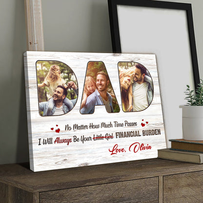 Little Girl Canvas Personalized Photo Gift For Dad From Daughter