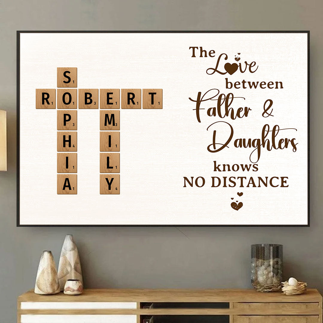Dad & Daughter No Distance Crossword Puzzle Personalized Poster For Dad For Daughter