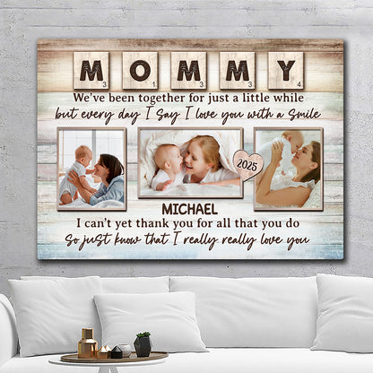 Everyday I Love You With A Smile Canvas Personalized Gift For New Mom