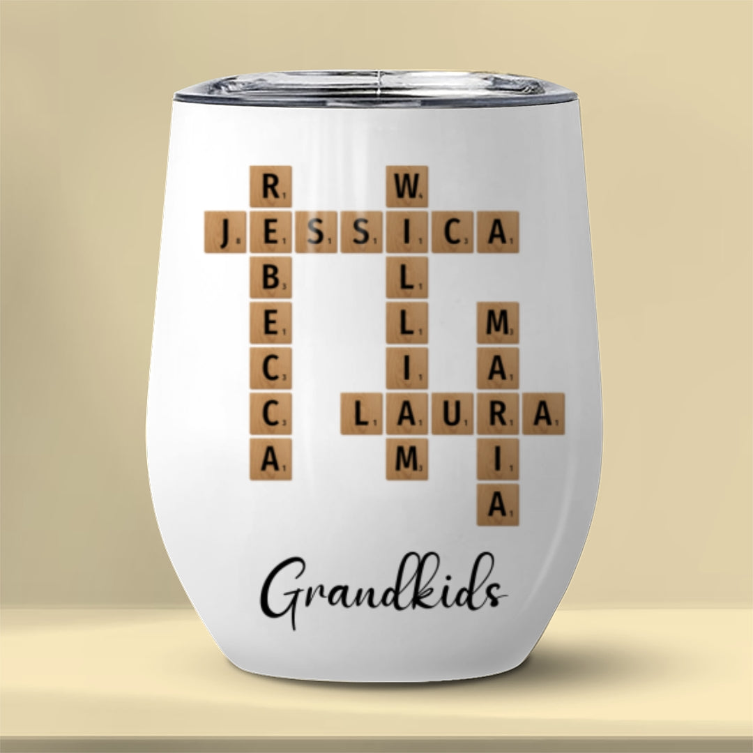 Grandkids Crossword Puzzle Tumbler Personalized Gift For Grandparents