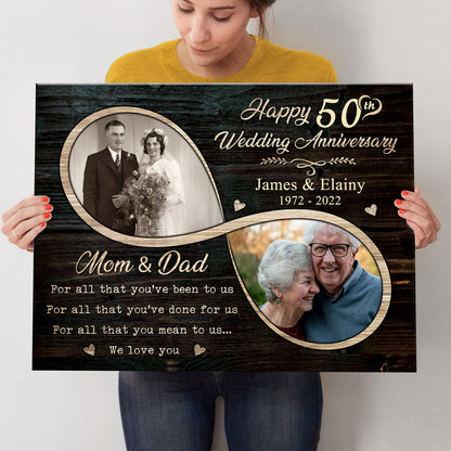 Mom Dad We Love You Personalized Canvas - Wedding Anniversary Gifts By Year For Parents