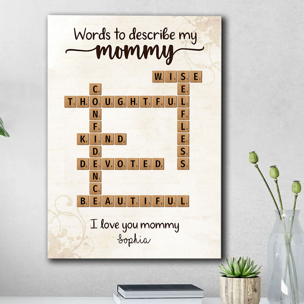 Words To Describe Mommy Crossword Canvas Personalized Gift For Mom