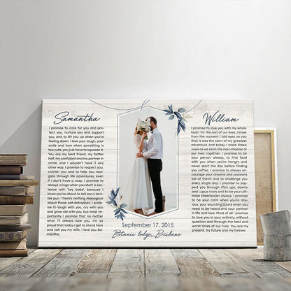 Couple Wedding Anniversary Vow Renewal Vows Personalized Canvas