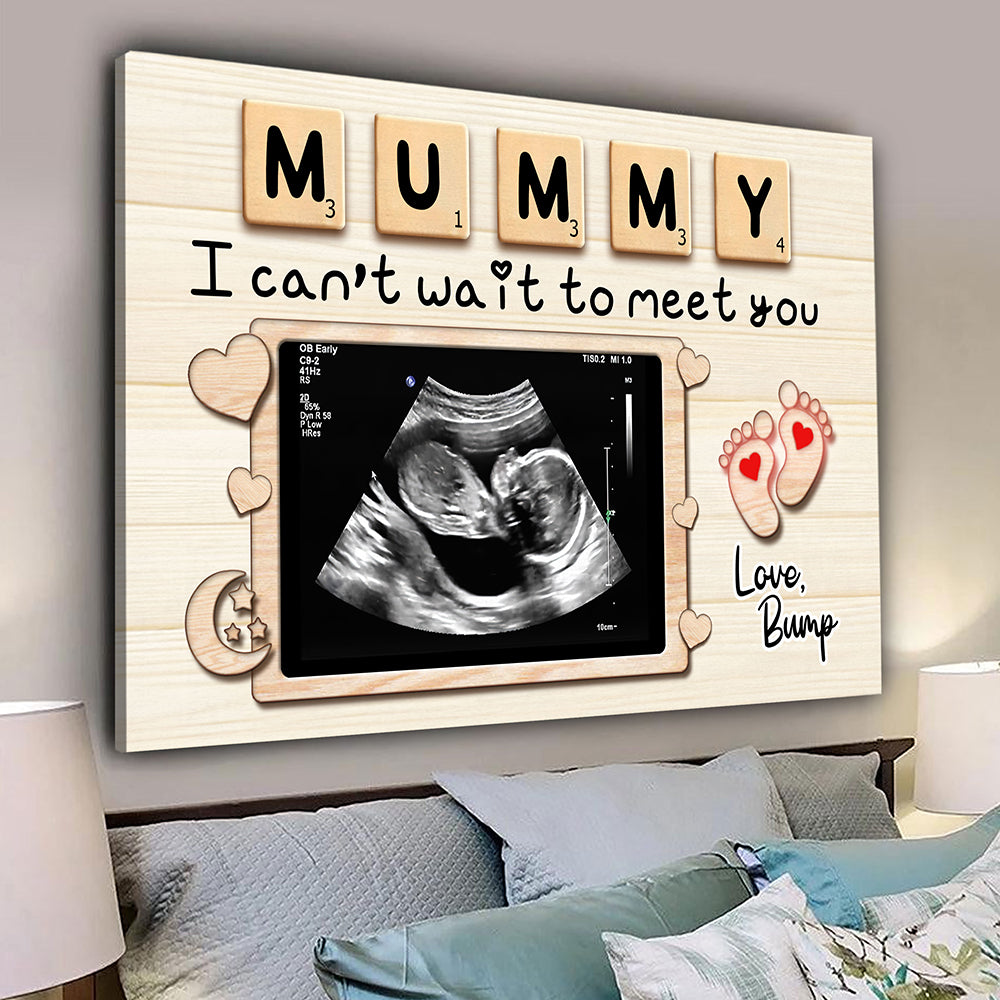Mommy I Can't Wait To Meet You Canvas Personalized Gift For Mom To Be