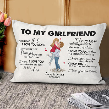 When I Say I Love You More Personalized Pillow Romantic Gift For Girlfriend