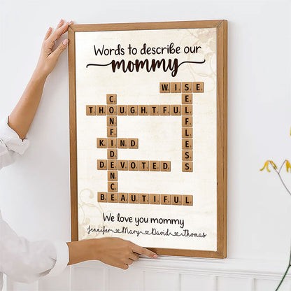 Words To Describe Mommy Crossword Poster Personalized Gift For Mom