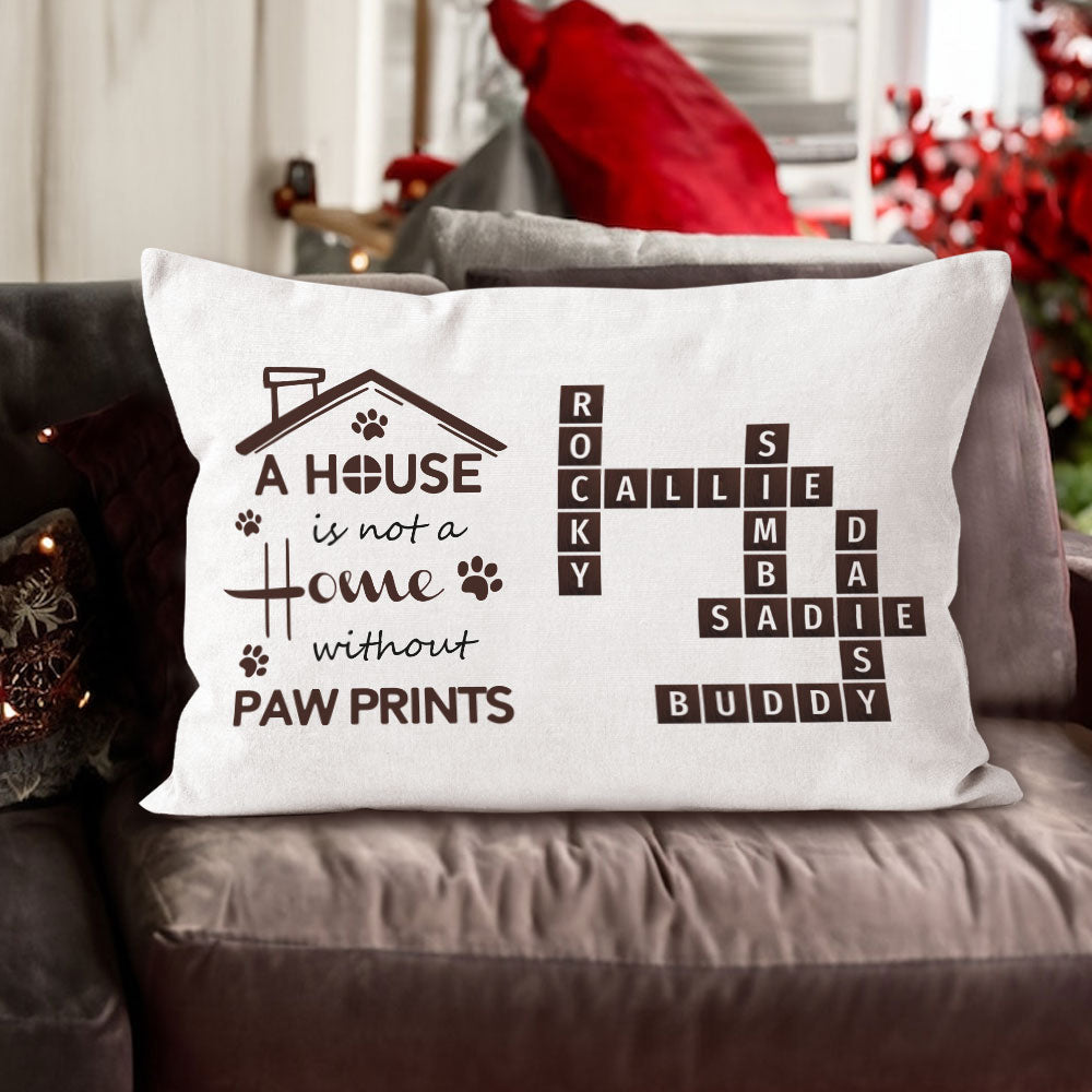 Pawprints Home Crossword Pillow Personalized Gift For Pet Lover