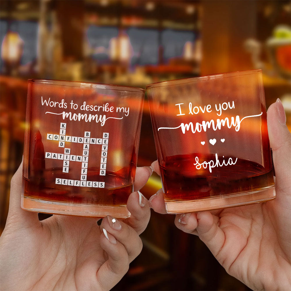 Words To Describe Mommy Crossword Whiskey Glass Personalized Gift For Mom