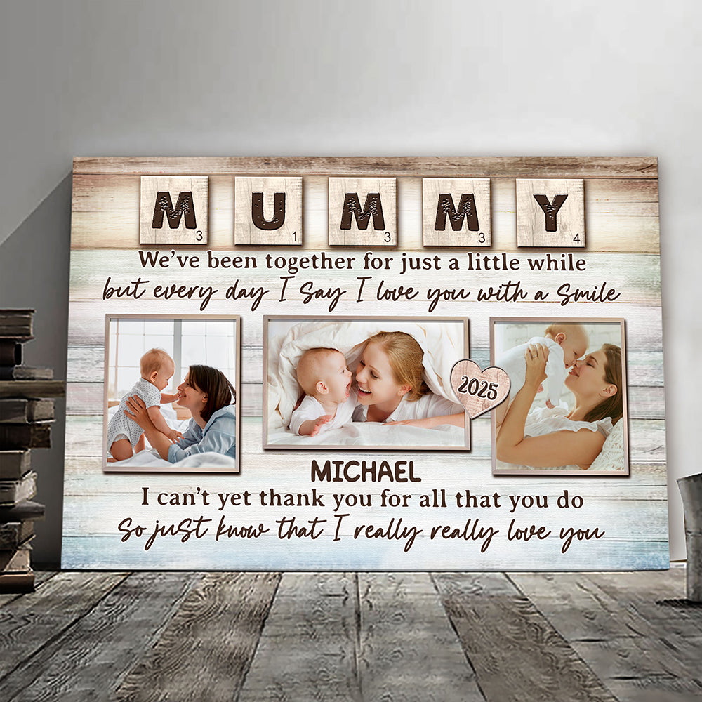 Everyday I Love You With A Smile Canvas Personalized Gift For New Mom