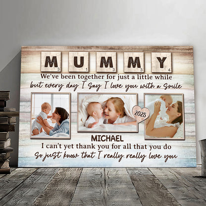 Everyday I Love You With A Smile Canvas Personalized Gift For New Mom