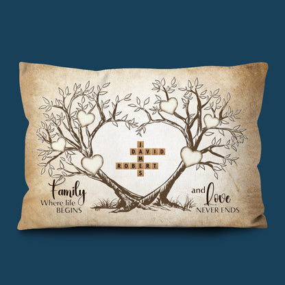 Love Never Ends Crossword Pillow Personalized Gift For Family