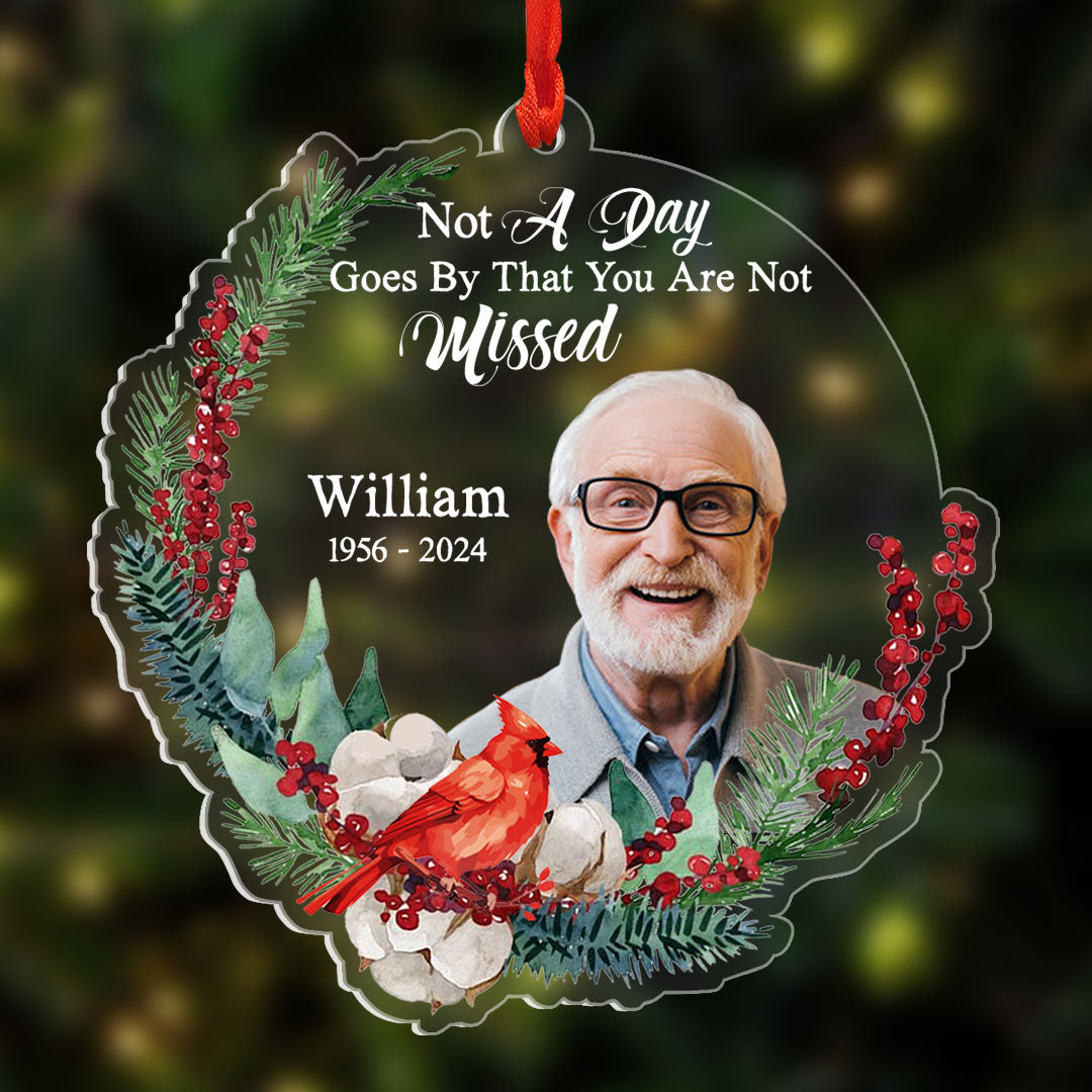 Personalized Image Cardinal Family Memorial Gift Christmas Ornament