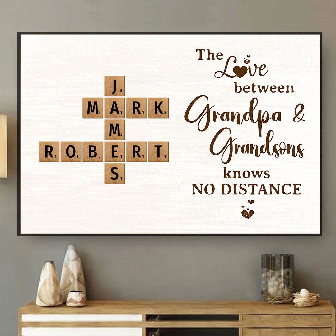 Grandpa & Grandson No Distance Crossword Puzzle Personalized Poster For Grandpa For Grandson
