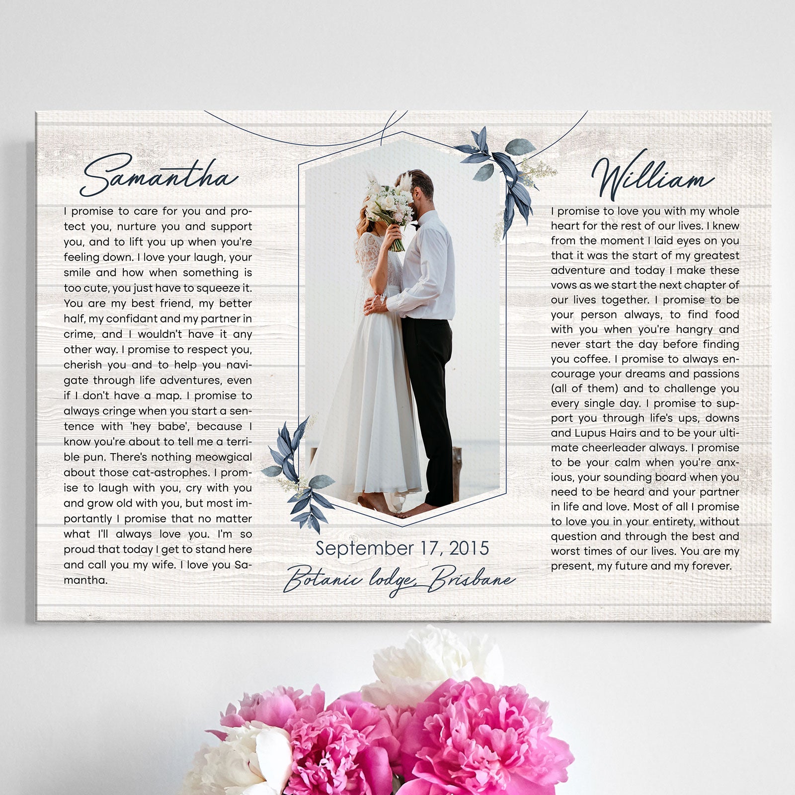 Couple Wedding Anniversary Vow Renewal Vows Personalized Canvas
