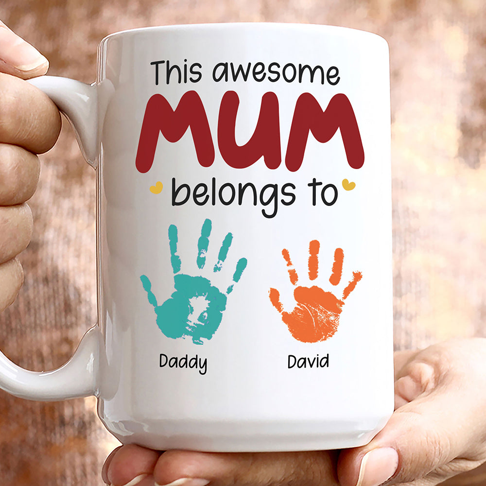 This Awesome Mom Belongs To Mug Personalized Gift For Mother