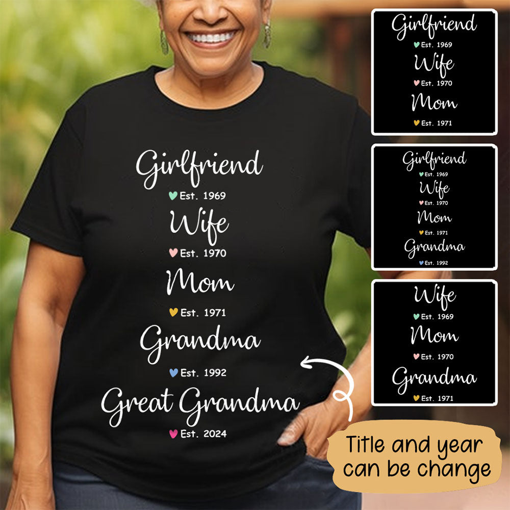 Wife Mom Grandma Shirt - Personalized Gifts For Mother & Grandmother