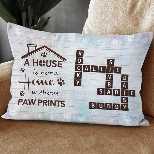 Pawprints Home Crossword Pillow Personalized Gift For Pet Lover