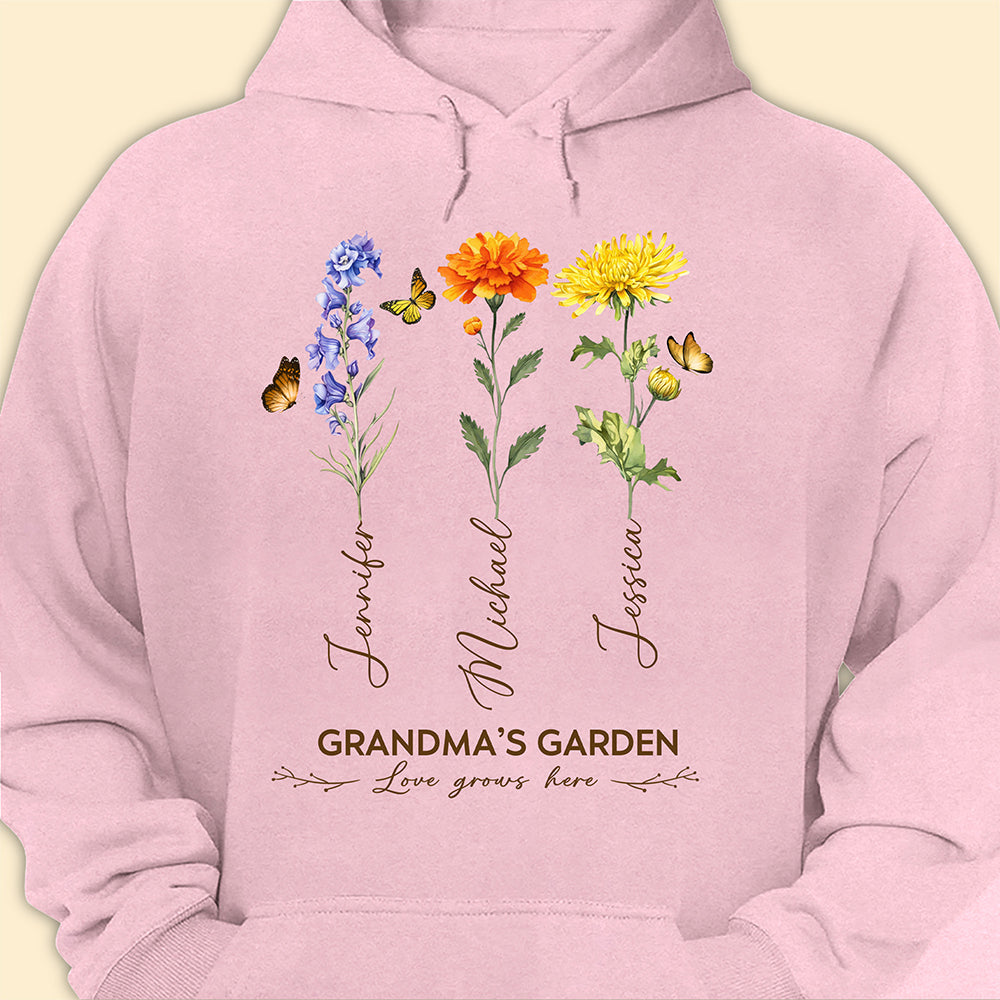 Grandma's Garden Birth Month Flower Personalized Shirt For Grandma