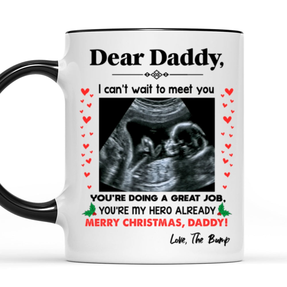 You're My Hero Christmas Accent Mug Personalized Gift For Expecting Dad