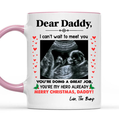 You're My Hero Christmas Accent Mug Personalized Gift For Expecting Dad